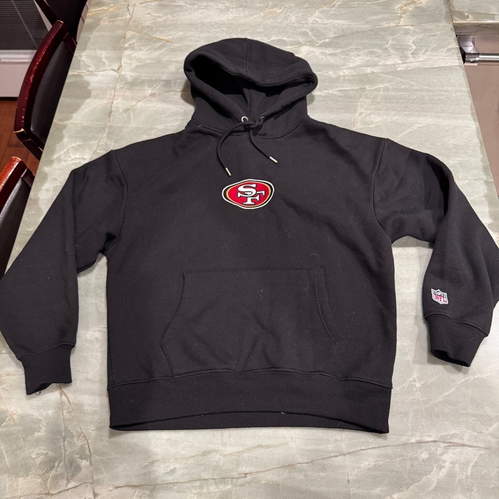San Francisco 49ers Black Hoodie with Red and Gold embroidered SF Logo
